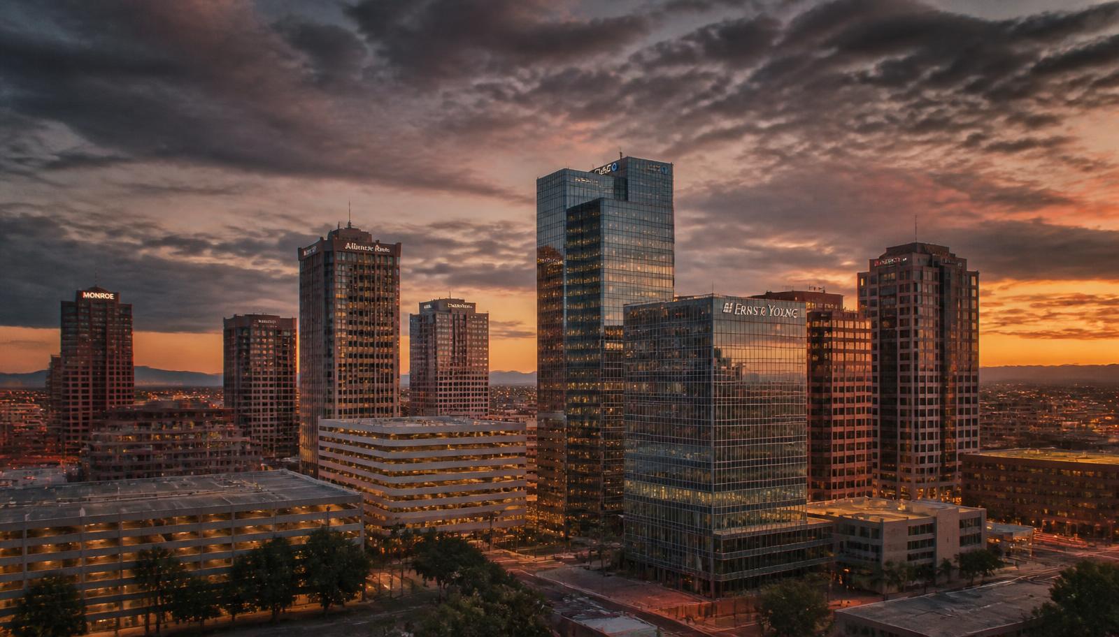 Phoenix skyline and surrounding Valley cities